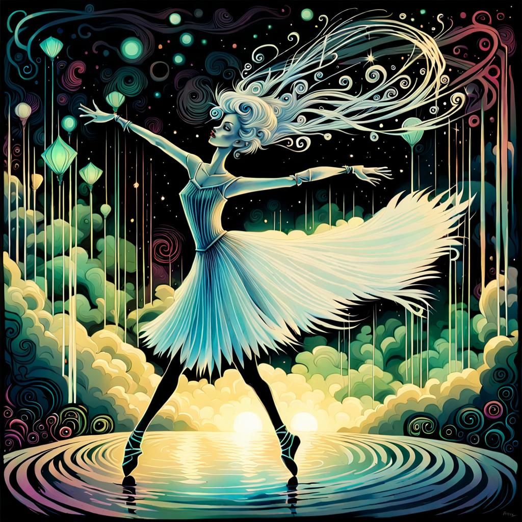 Barefoot Ballerina in Art Deco Style