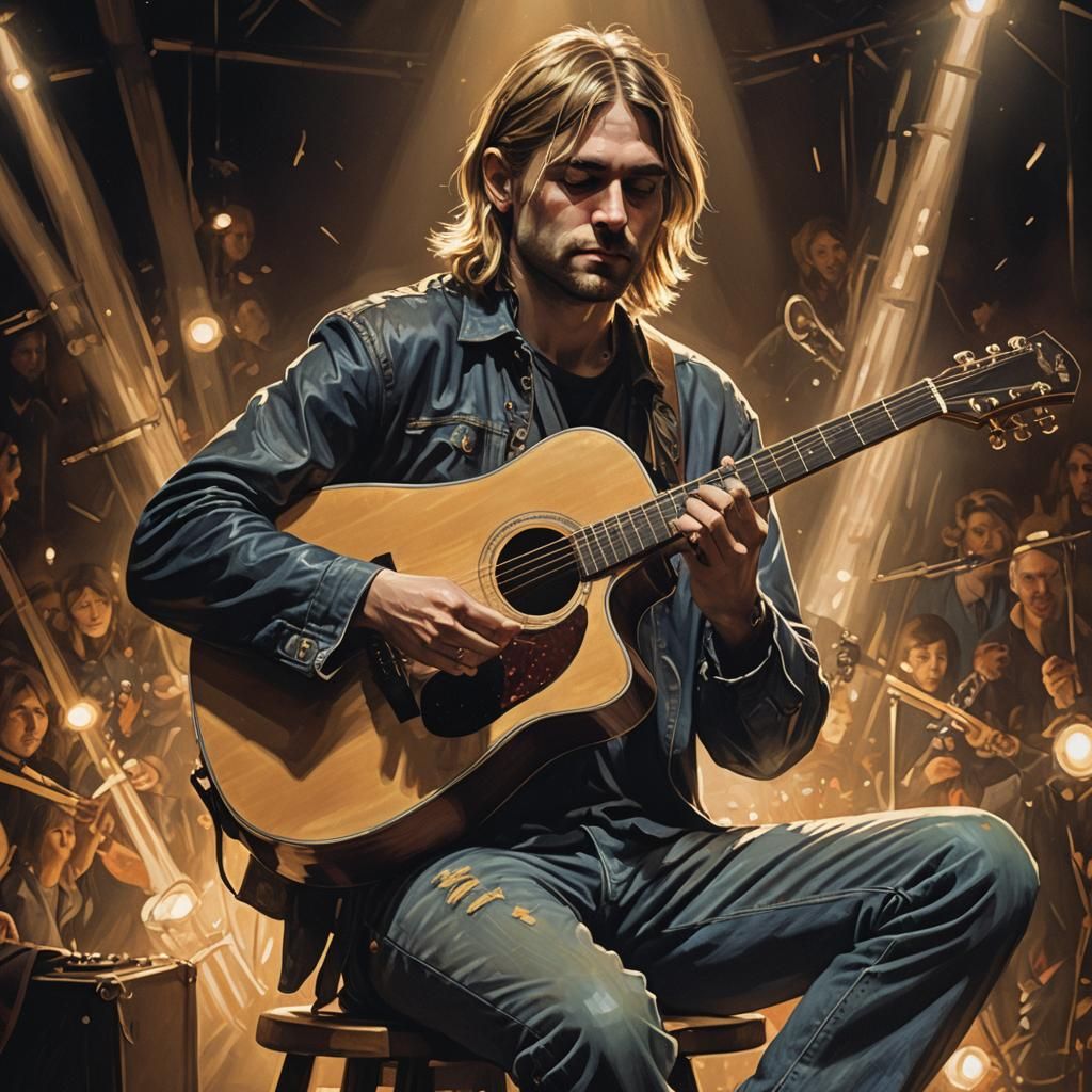 Musician Plays Acoustic Guitar on Stage: Hyperdetailed Conce...