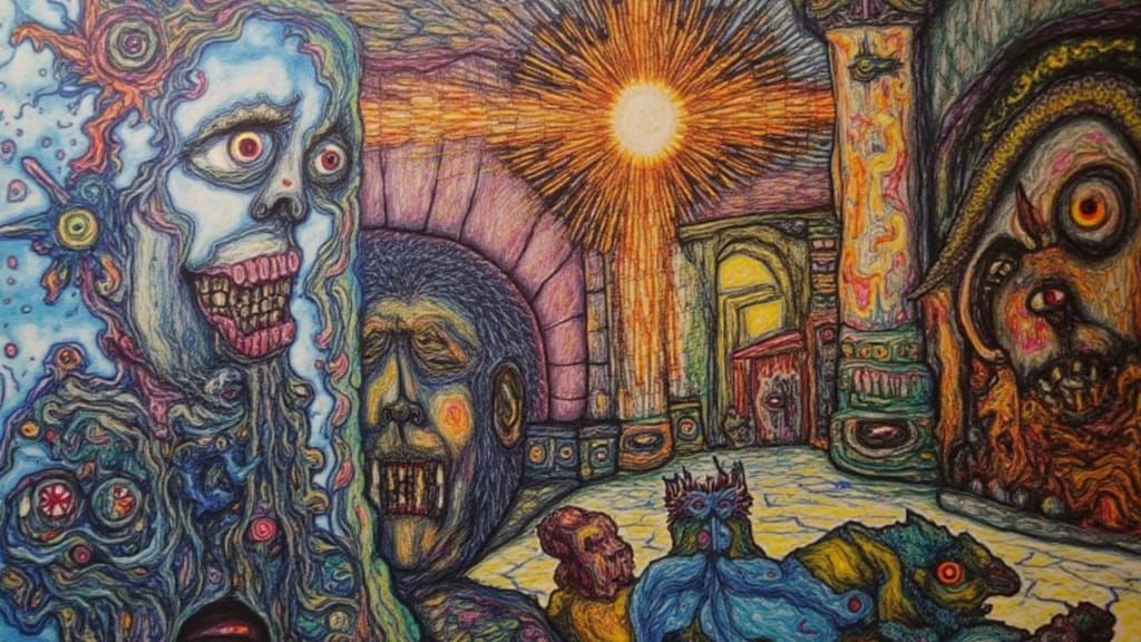 Mechanistic Fantasy Scene in Gloomy Digital Matte Painting S...