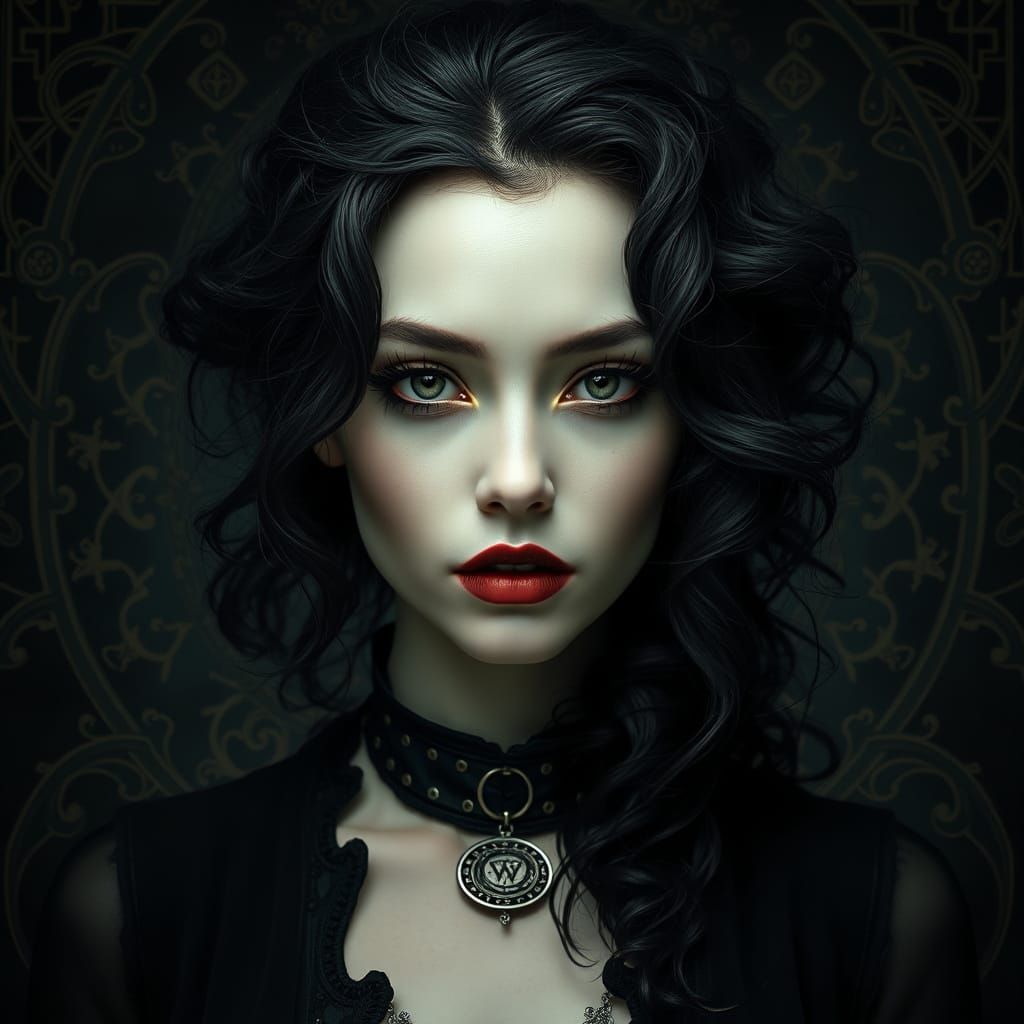 Ethereal Goth Siren in Dark, Mystical Realism