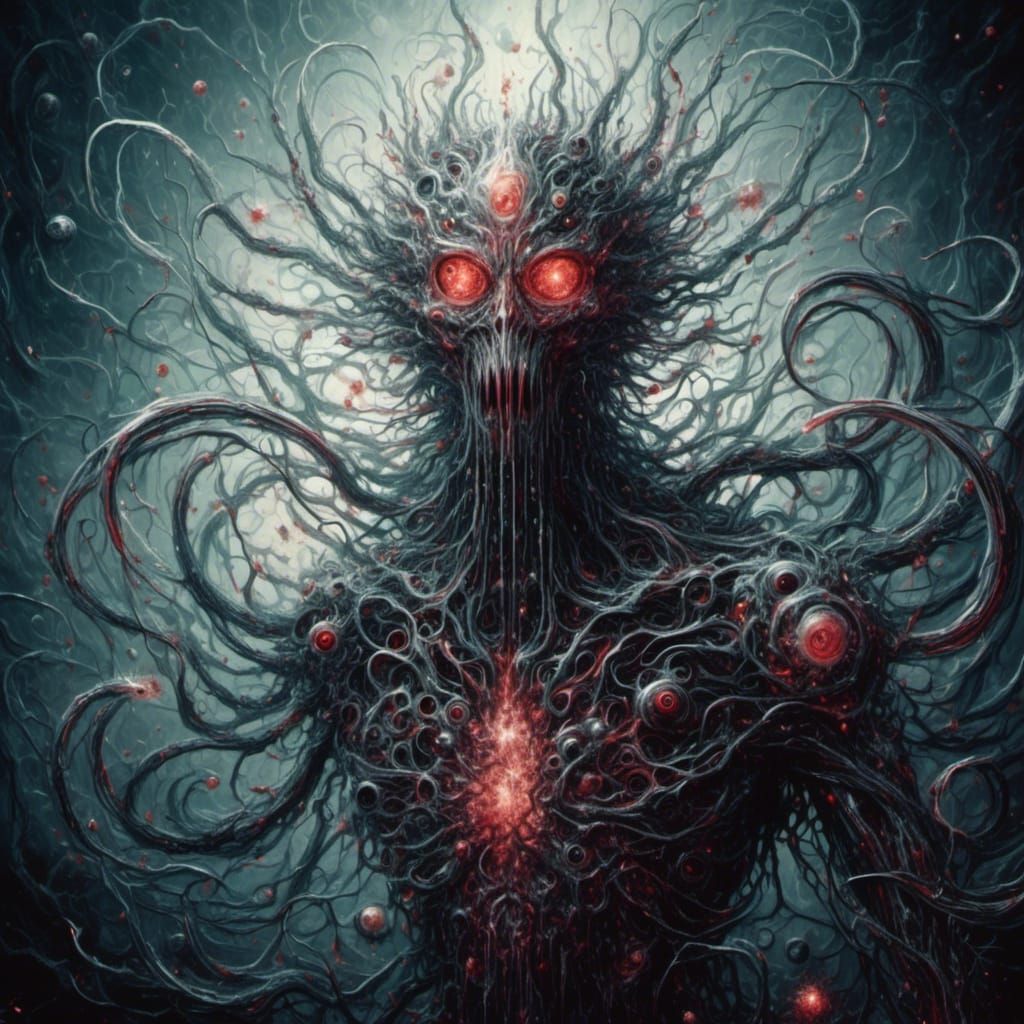 Surreal Evil God of Destruction in Oil Painting