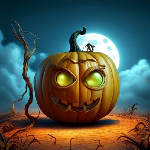 Halloween Pumpkin with Spider in 3D Style