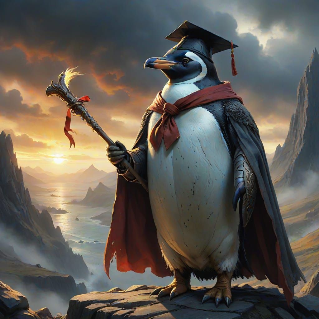 Majestic Penguin in Epic Graduation Ceremony