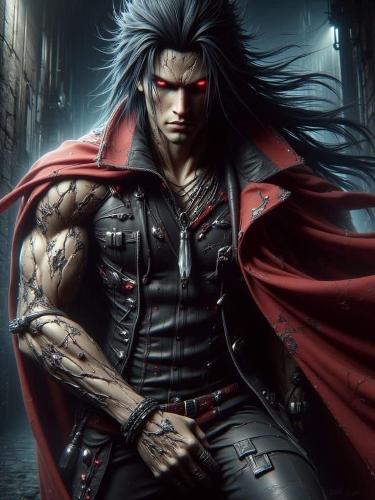 Vincent Valentine in Cyberpunk Gothic Style