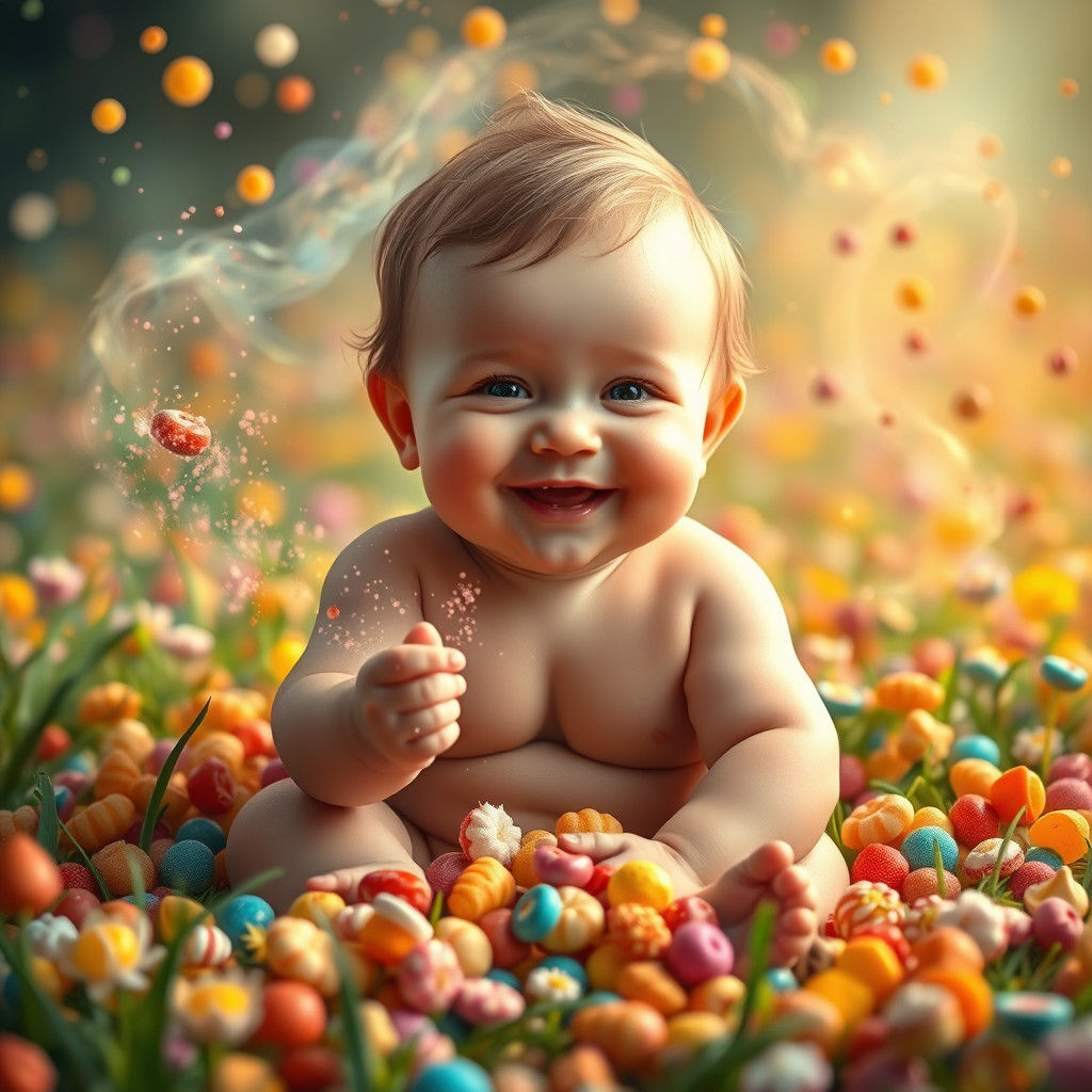 Enchanted Baby in a Meadow of Snacks