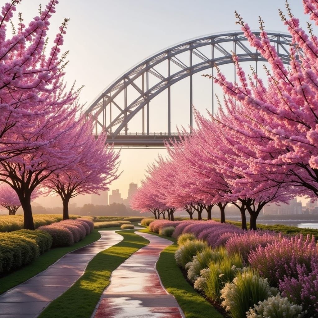 Surreal Cherry Blossom Landscape Inspired by Impressionist M...