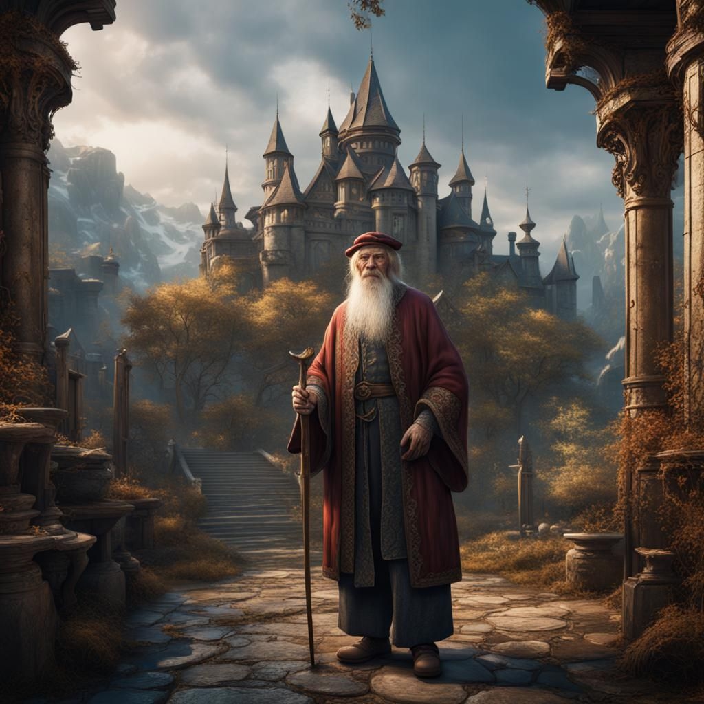 Detailed Matte Painting of an Elderly Person