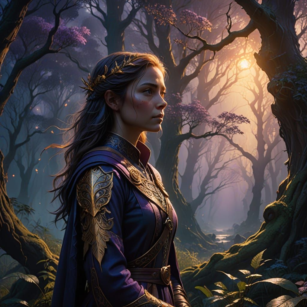 Ethereal Forest Goddess in Radiant Light