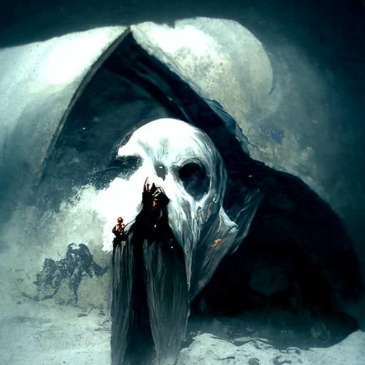 Reaper in a Dark Engraving Style