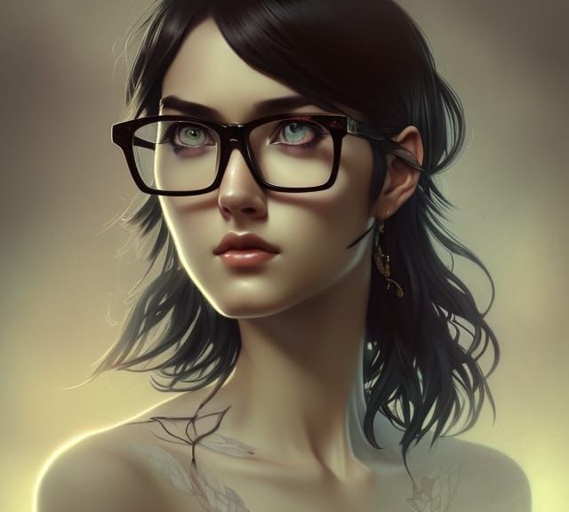 Cyberpunk Nerd Goddess with Intricate Details