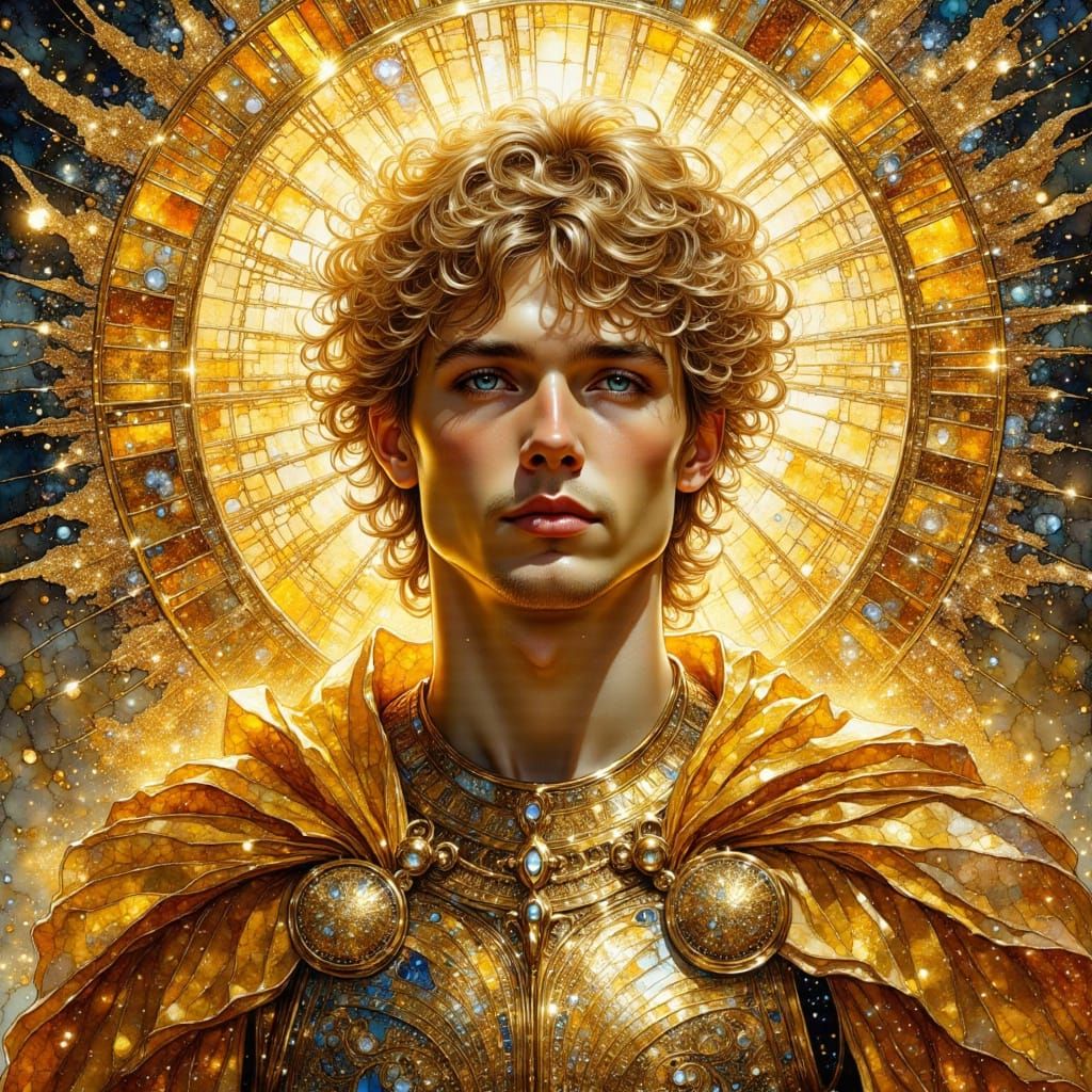 Golden Knight in Ornate Impressionist Portrait