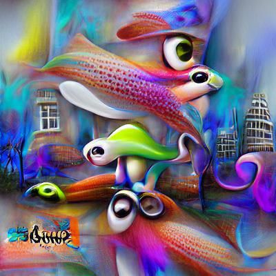 Abstract Imposter Game Character in Acrylic Art Style