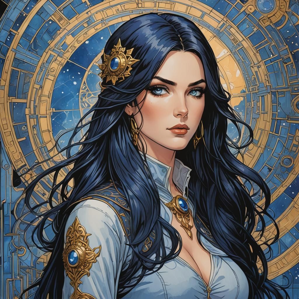 Caitlyn Kiramman in Manara's Style with Futuristic Backgroun...