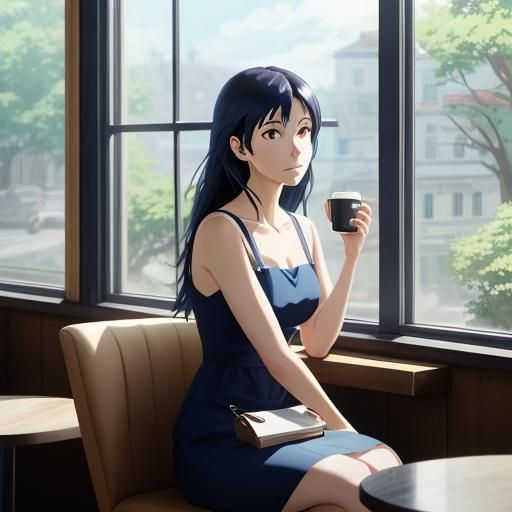 Girl in Cafe, Studio Ghibli Anime Style