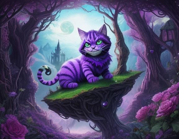 Wonderland's Cheshire Cat in Vivid Fantasy Art