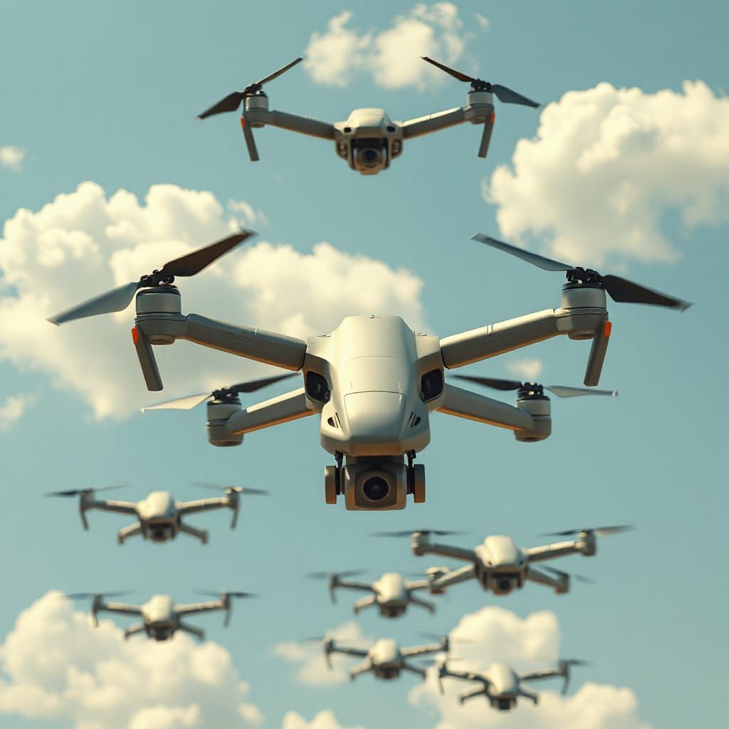 Futuristic Drone Army in Aerial 8K View