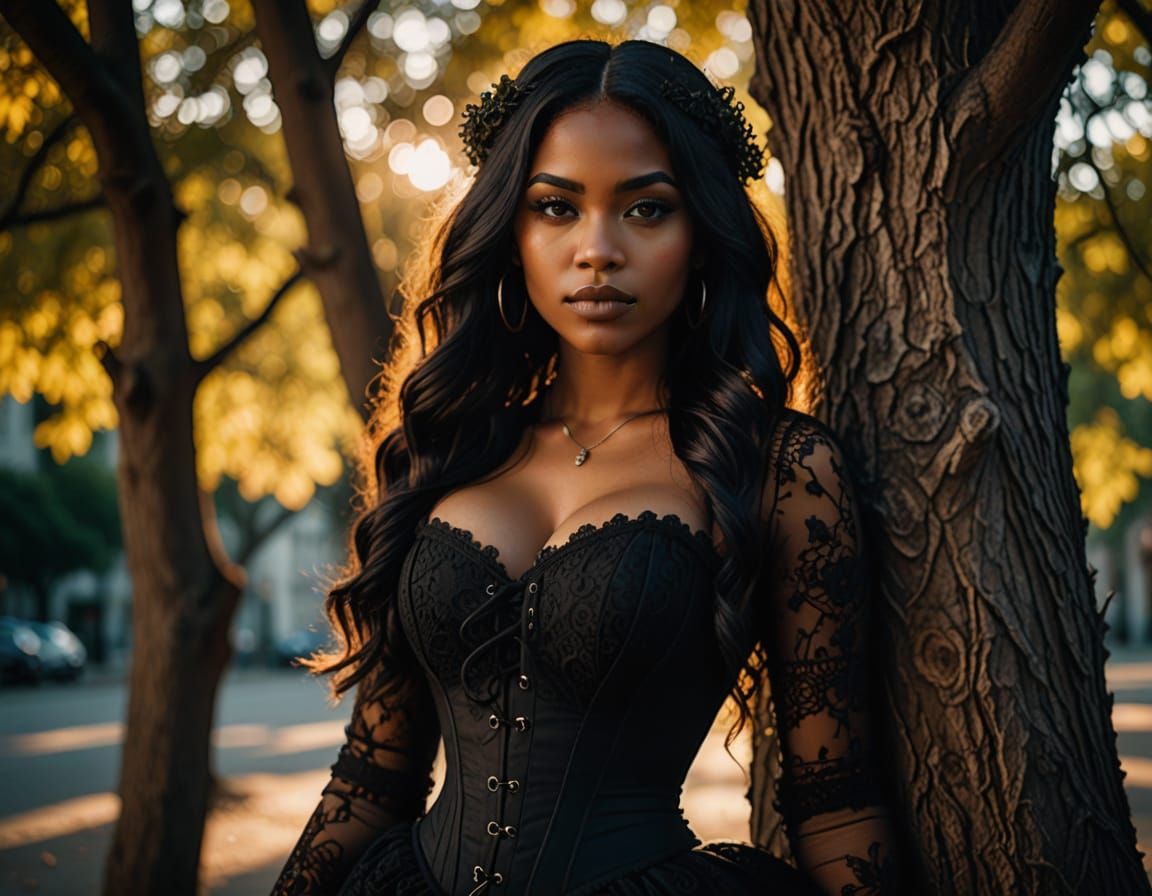 Dominican Woman in Gothic Corset, Digital Art