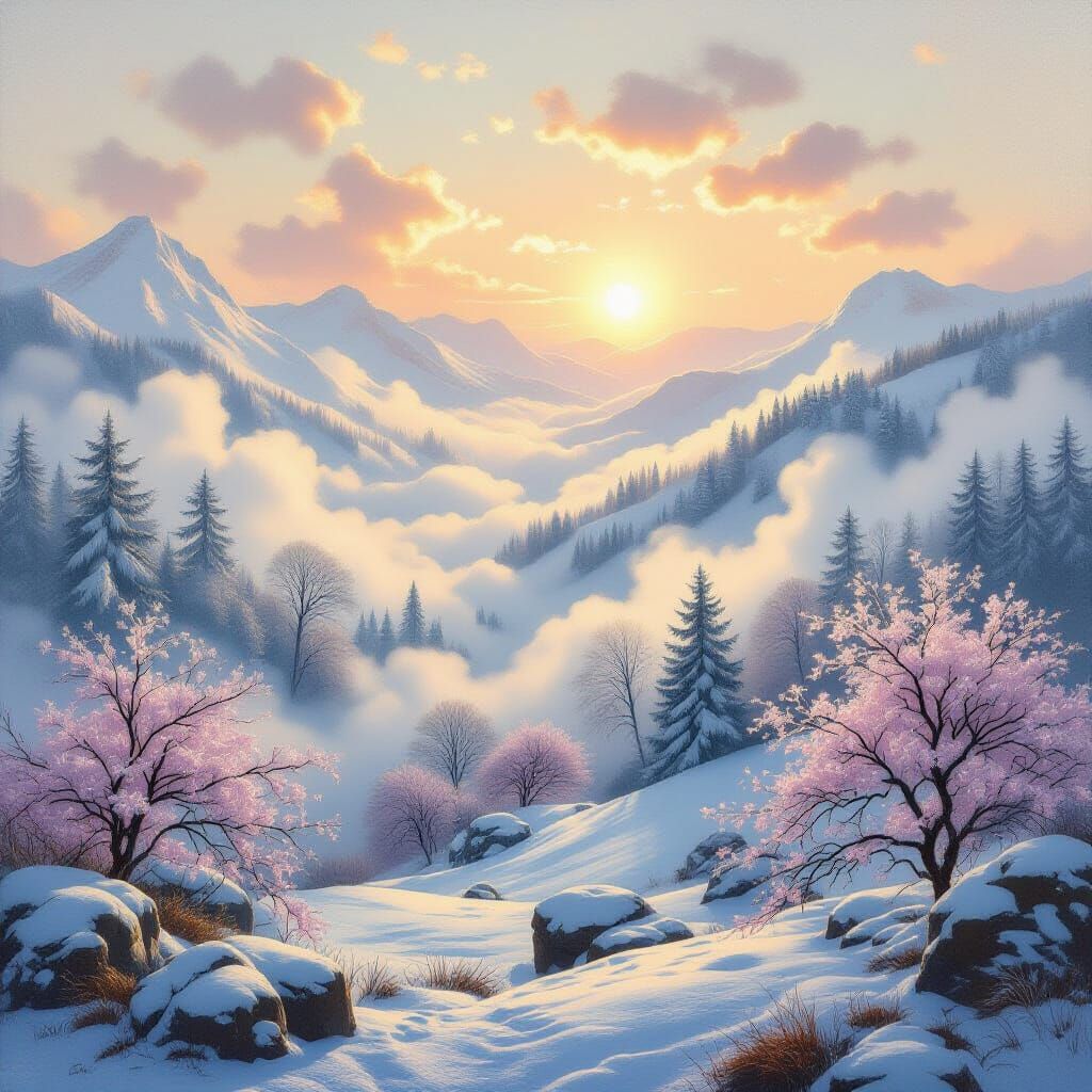 Seasons Transition in Symbolist Style Dreamscape