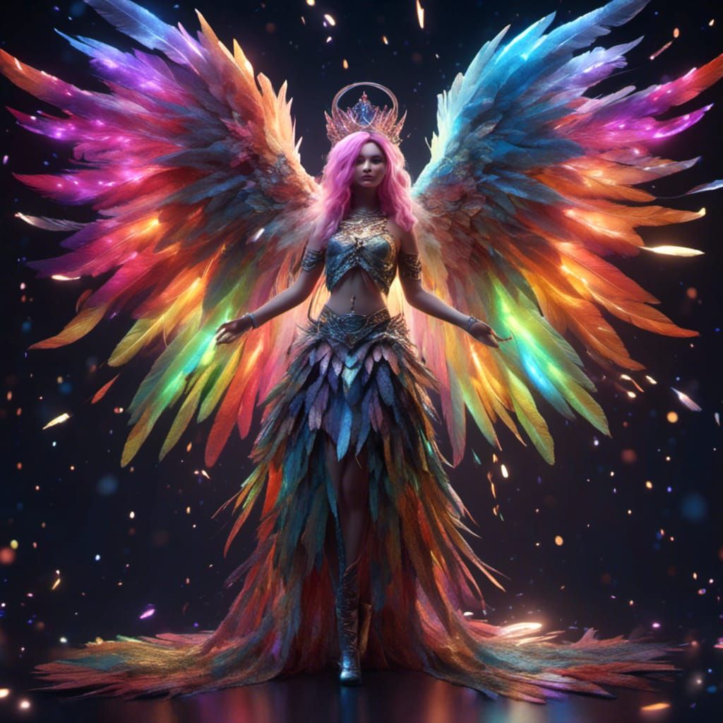 Rainbow Galaxy Angel: A Vibrant Portrait