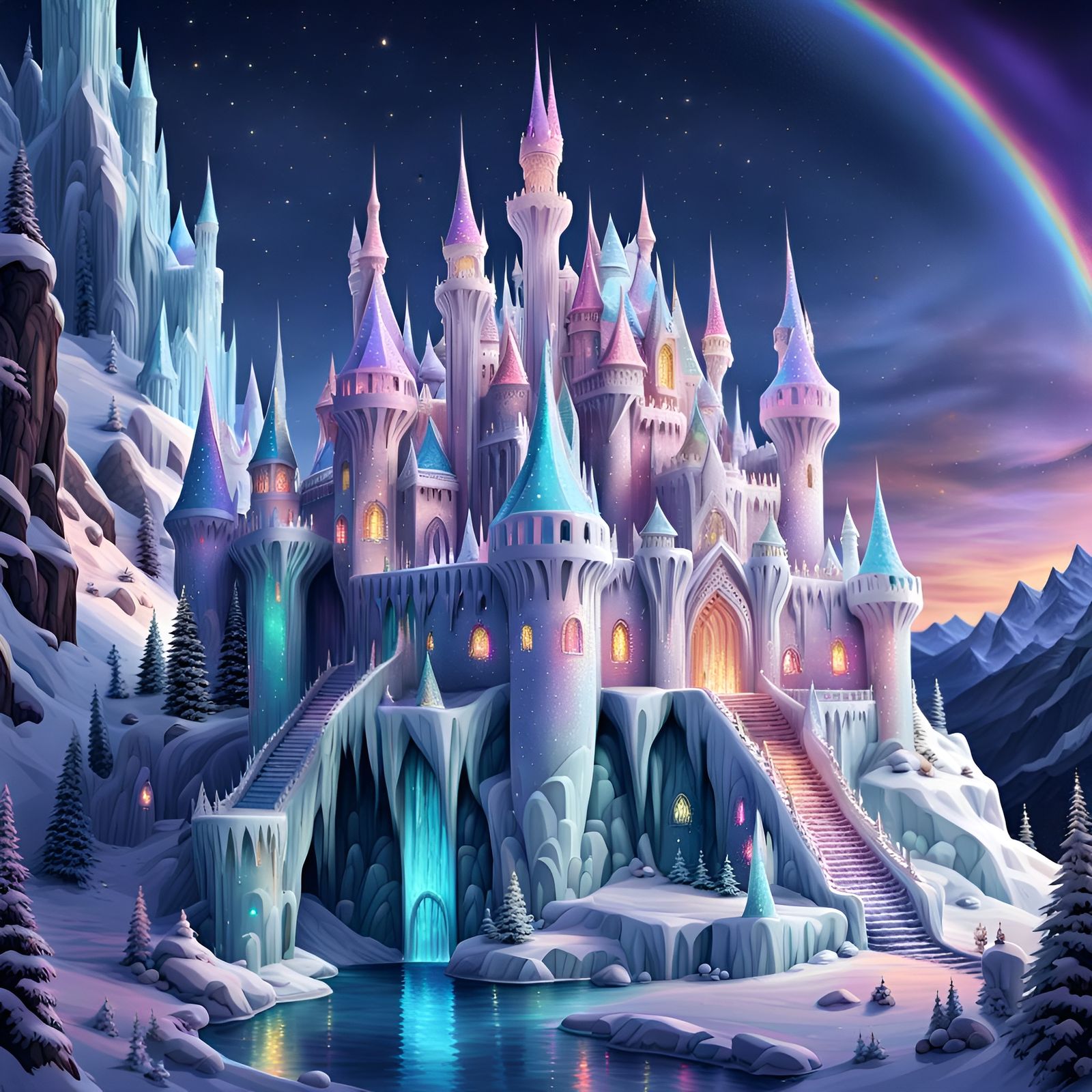Iridescent Ice Castle: A Fantasy Masterpiece