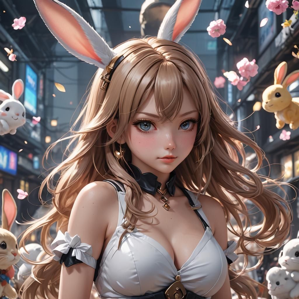 Anime Bunny Bombshell in Detailed 3D Art