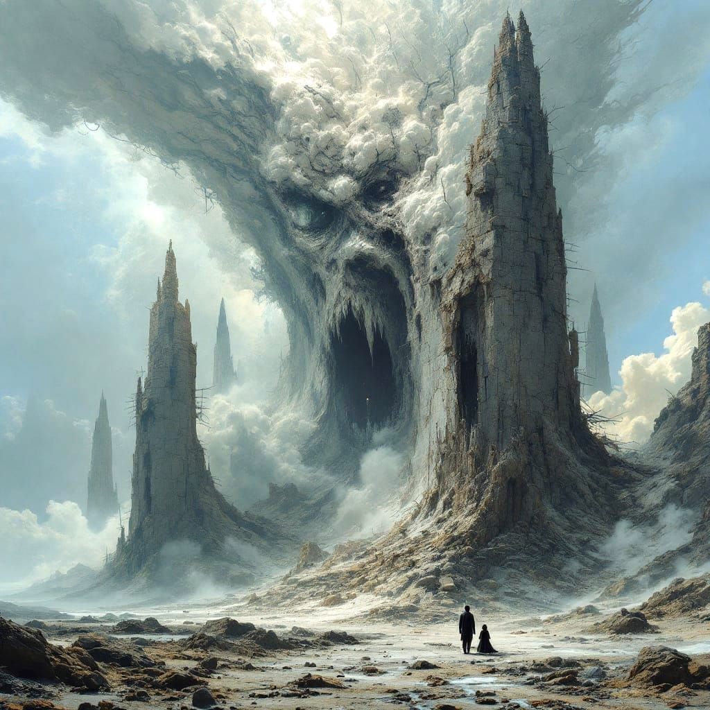 Ethereal Surrealist Landscape in Heavy Impasto Style