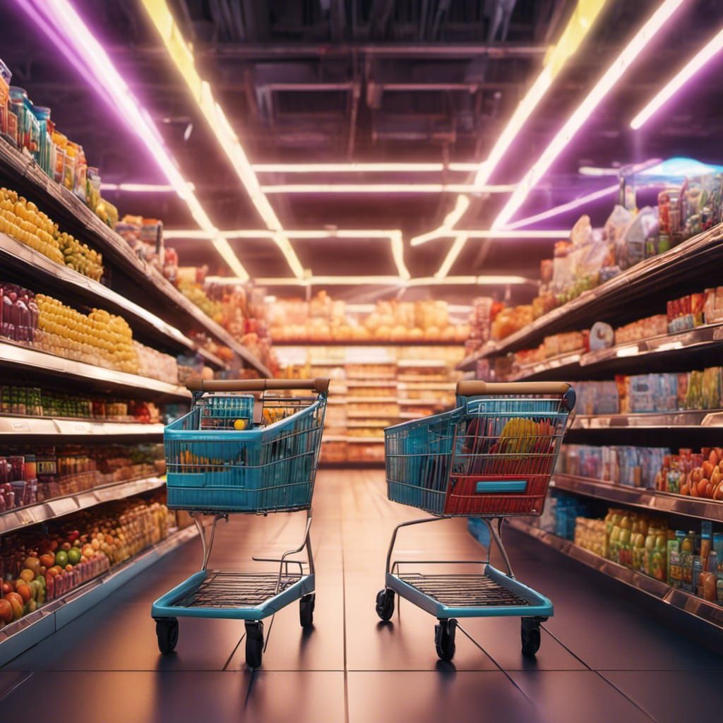 Crows Shopping: Hyperdetailed Bioluminescent 3D Rendering