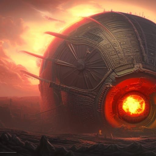 Nuclear Bomb Pie: Detailed Matte Painting