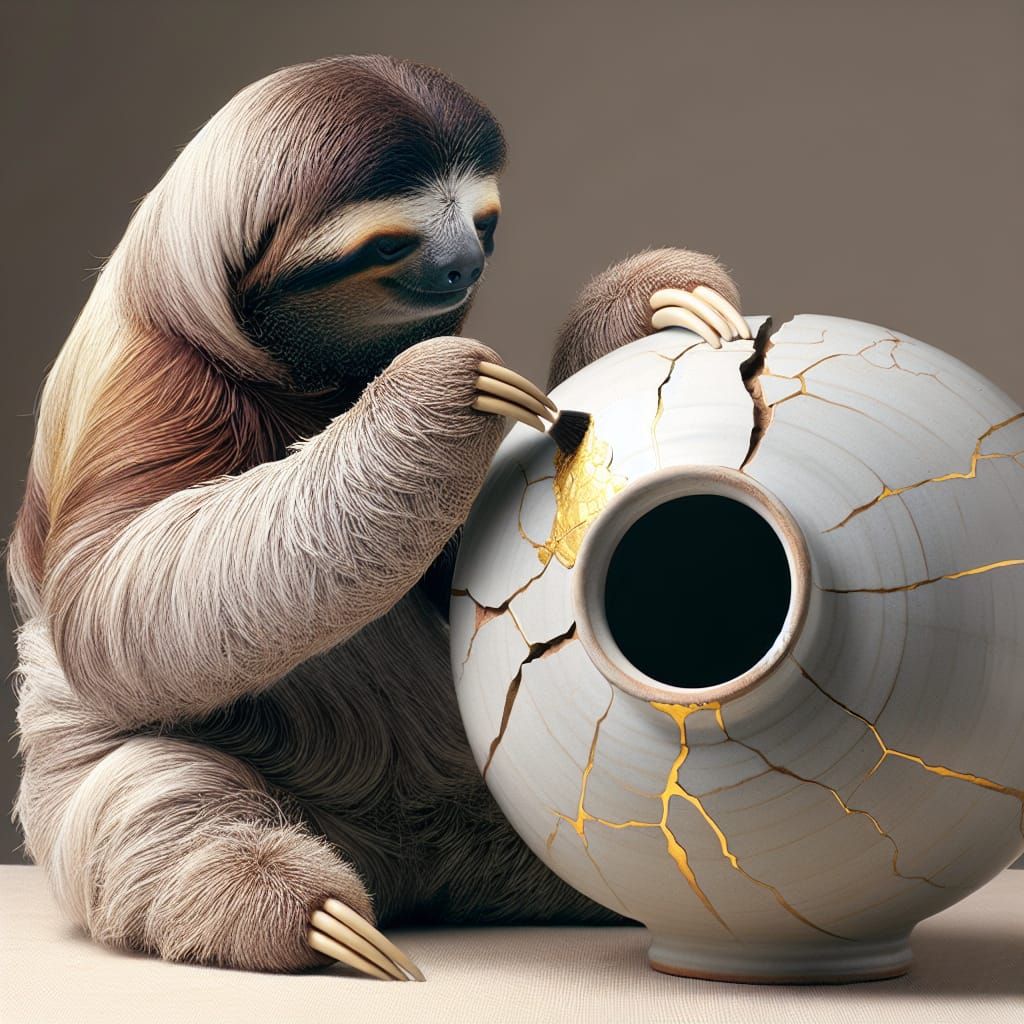 Sloth Practices Kintsugi: The Art of Golden Repair