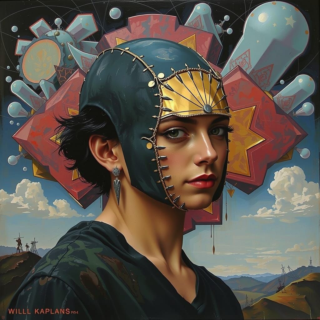 Abstract Fractal Landscape in Deep Triadic Colors