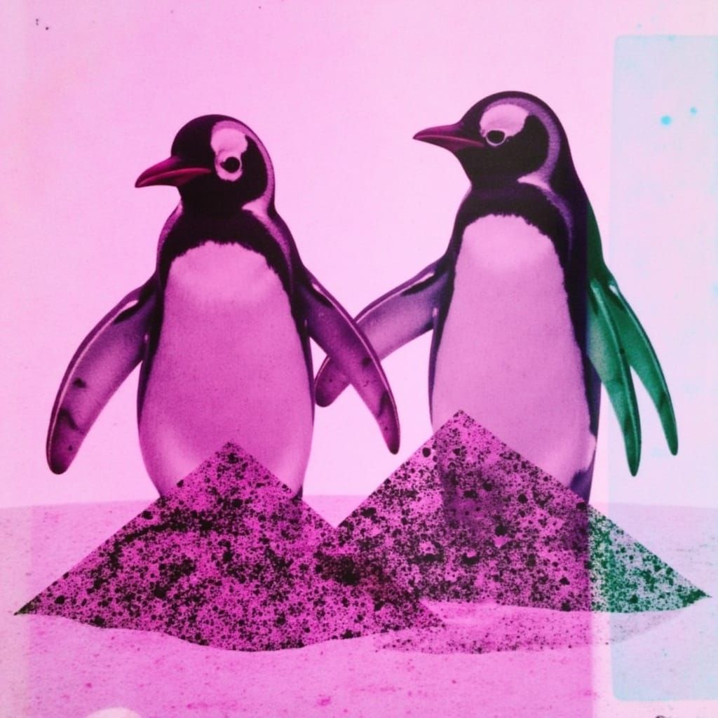 Vibrant Pink Penguins Create Polka-Dot Pyramids in a Glitchy...