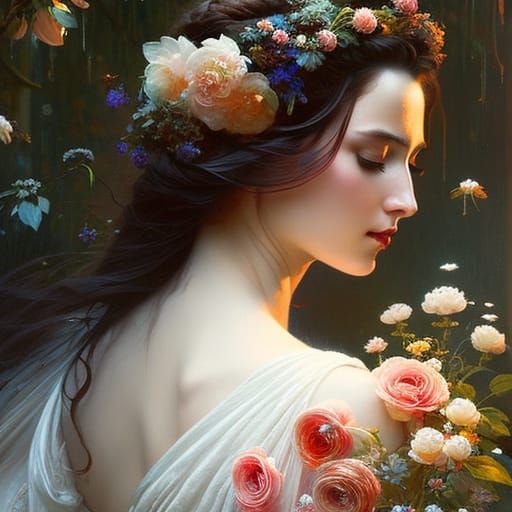 Mysterious Woman Emerging from Water, Hyperdetailed 3D