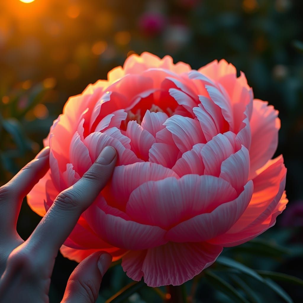 Majestic Peony in Serene Garden Twilight