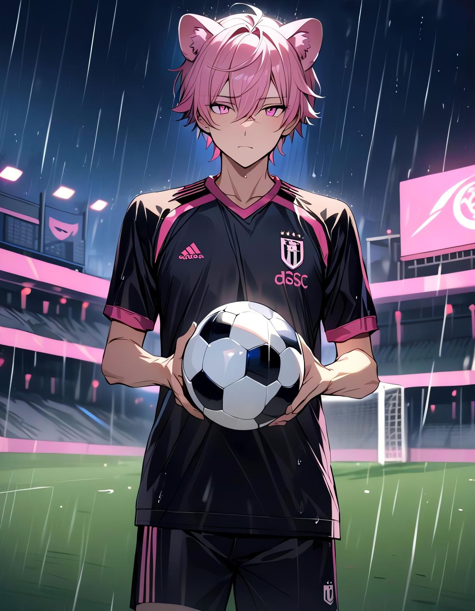 Raccoon Soccer Player with Pink Accents
