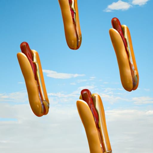 Flying Hot Dogs in Diamond Formation