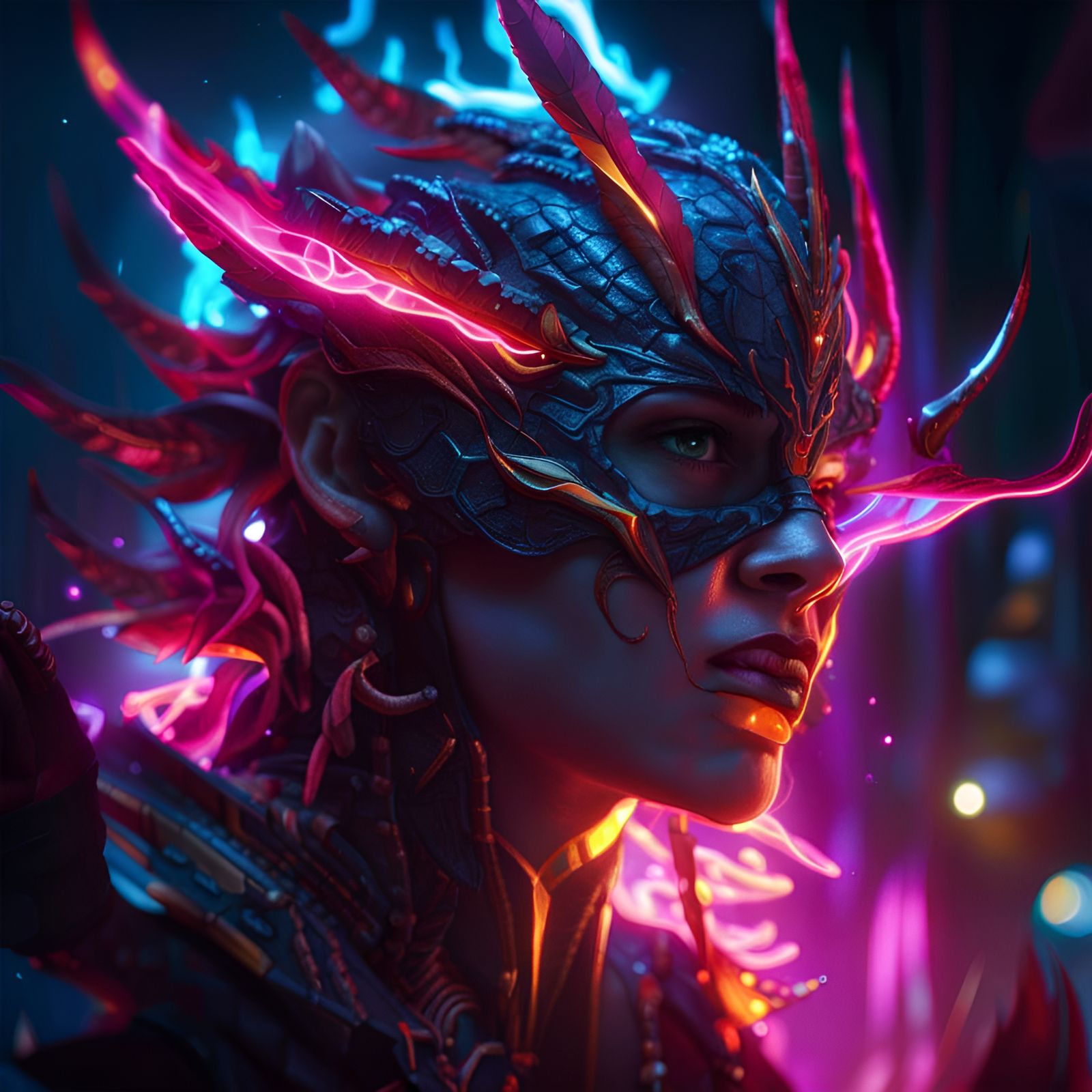 Neon Light in Dark Fantasy Concept Art