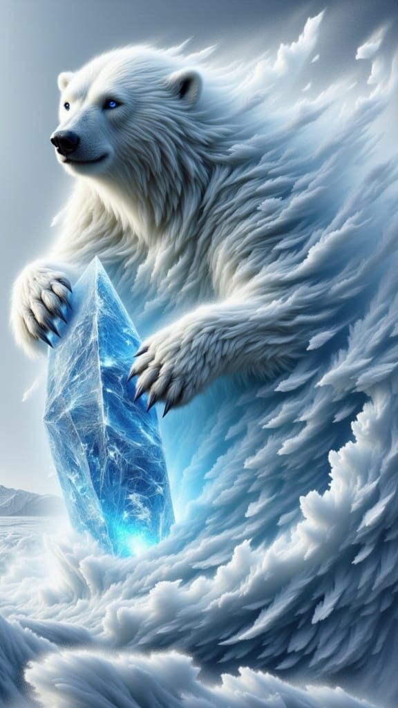 Ethereal Polar Bear Reigns Over Glacial Kingdom