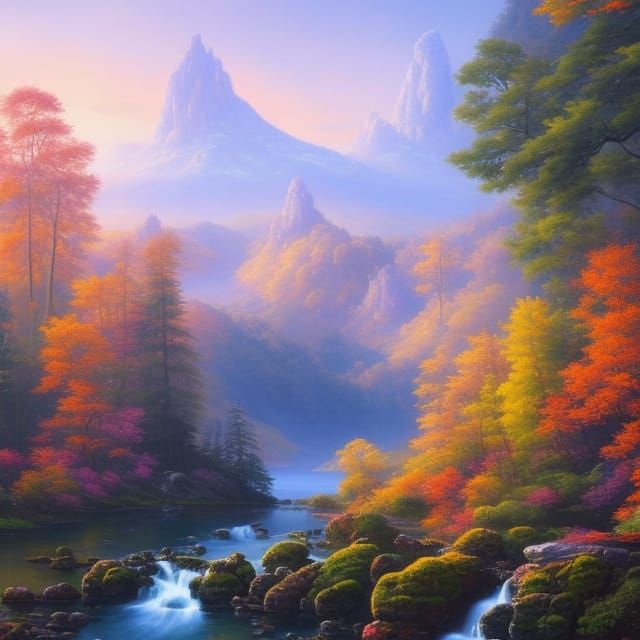 Winding River Landscape in Hyperdetailed Surrealism