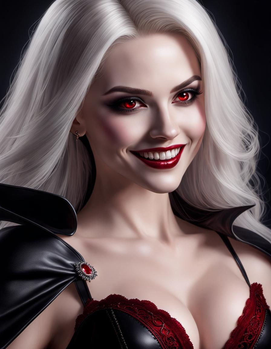 Gothic Vampire Portrait with Ruby Eyes