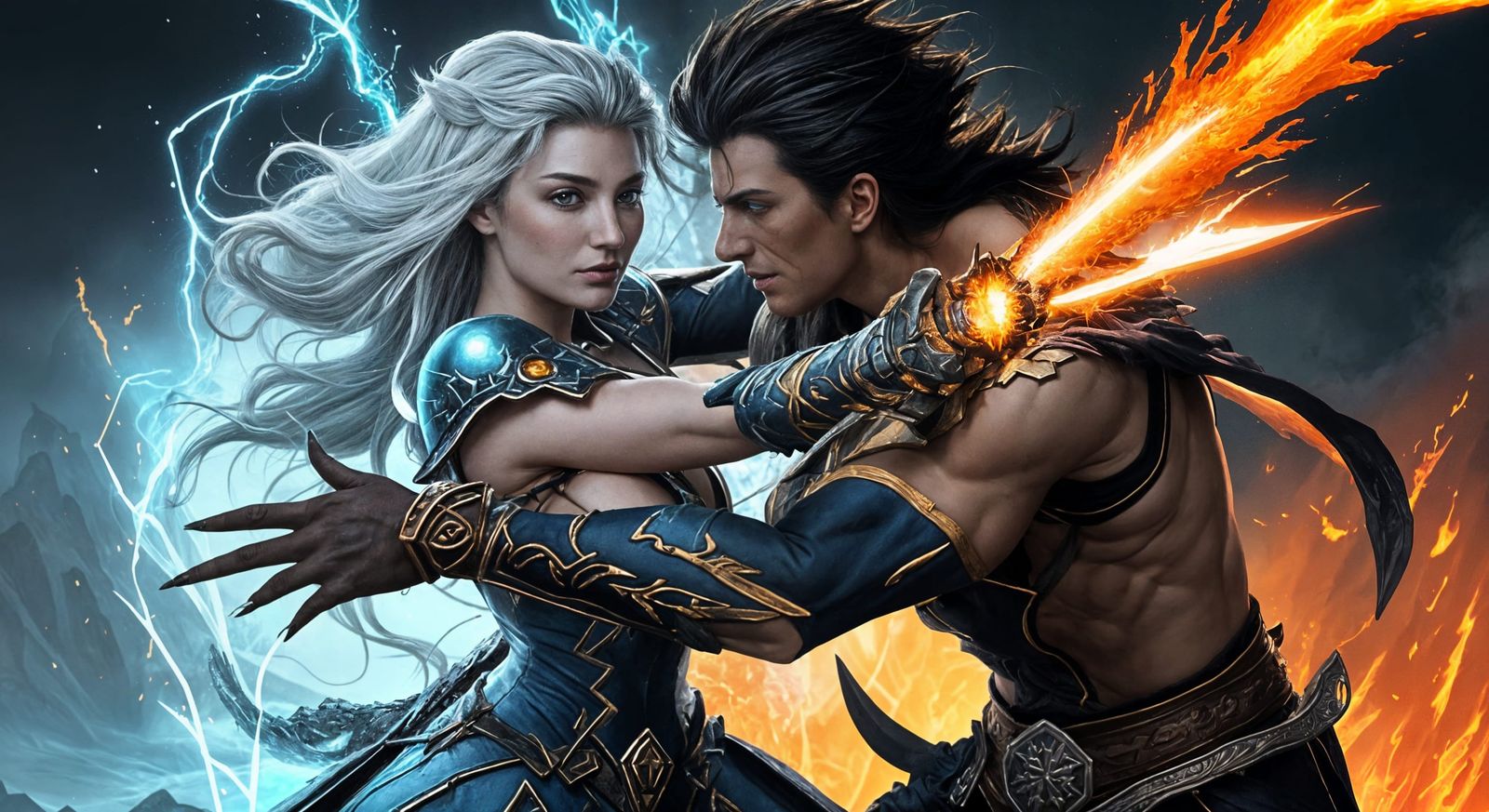 Epic Elemental Duel in a Blazing Storm