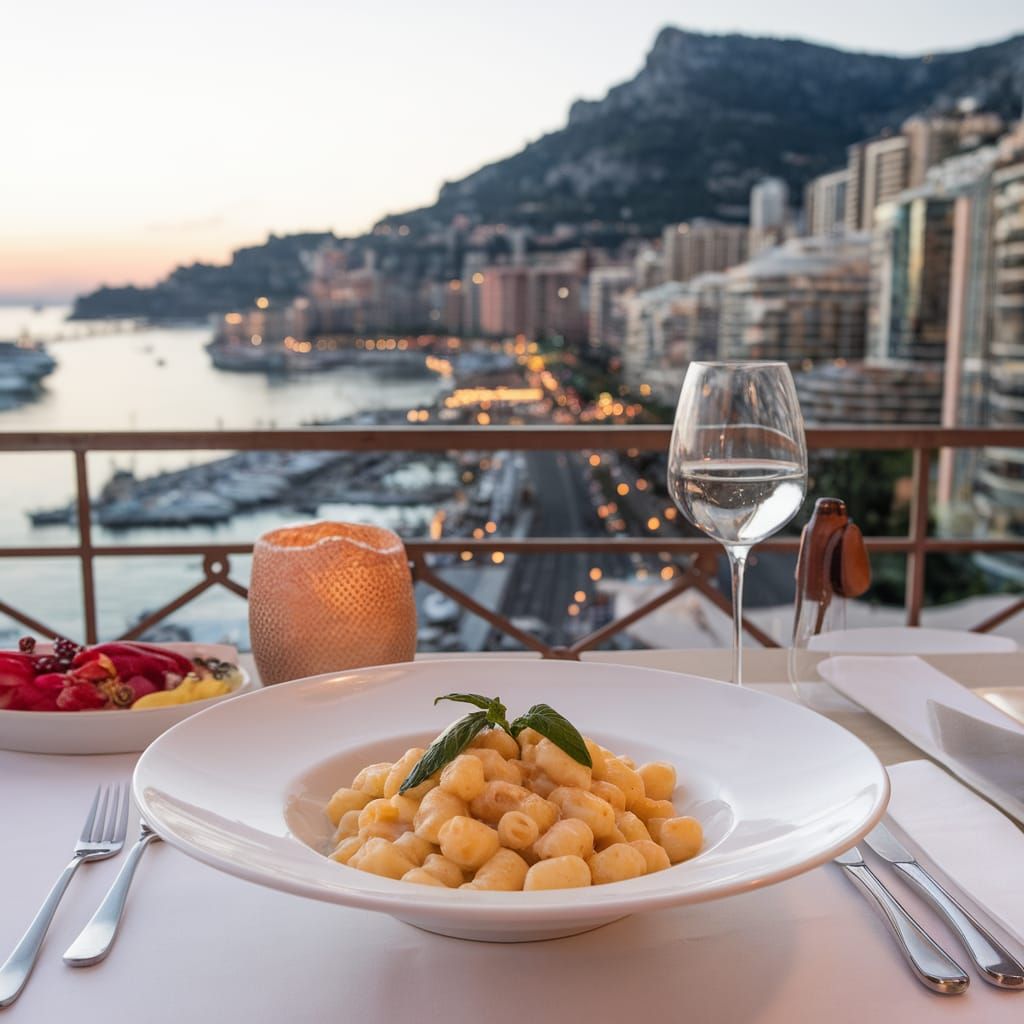 Gnocchi Alfredo with Monaco View in 8K