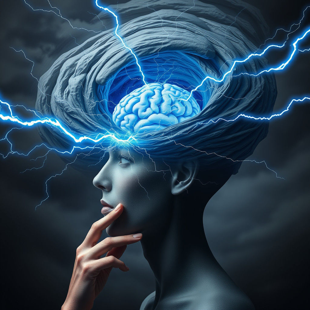 Cyclonic Storm Head Emitting Blue Electric Bolts