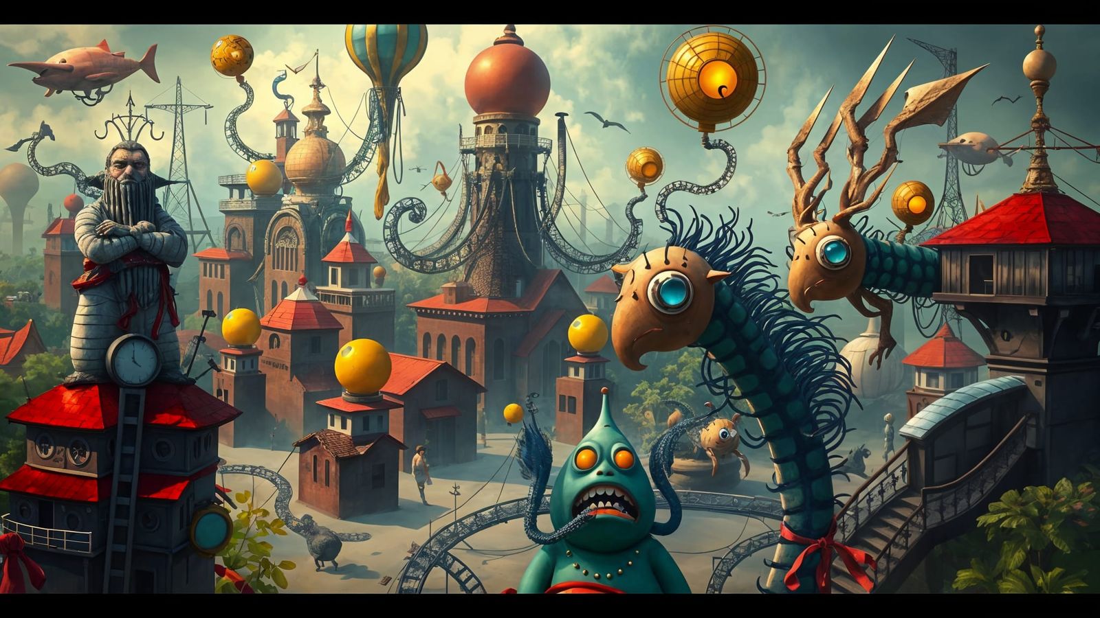 Bizarre Metropolis in Neon Dreamscape