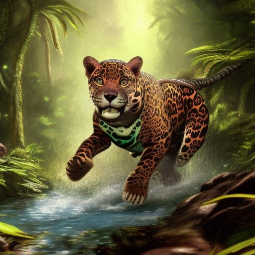 Steampunk Jaguar Chase in Lush Jungle
