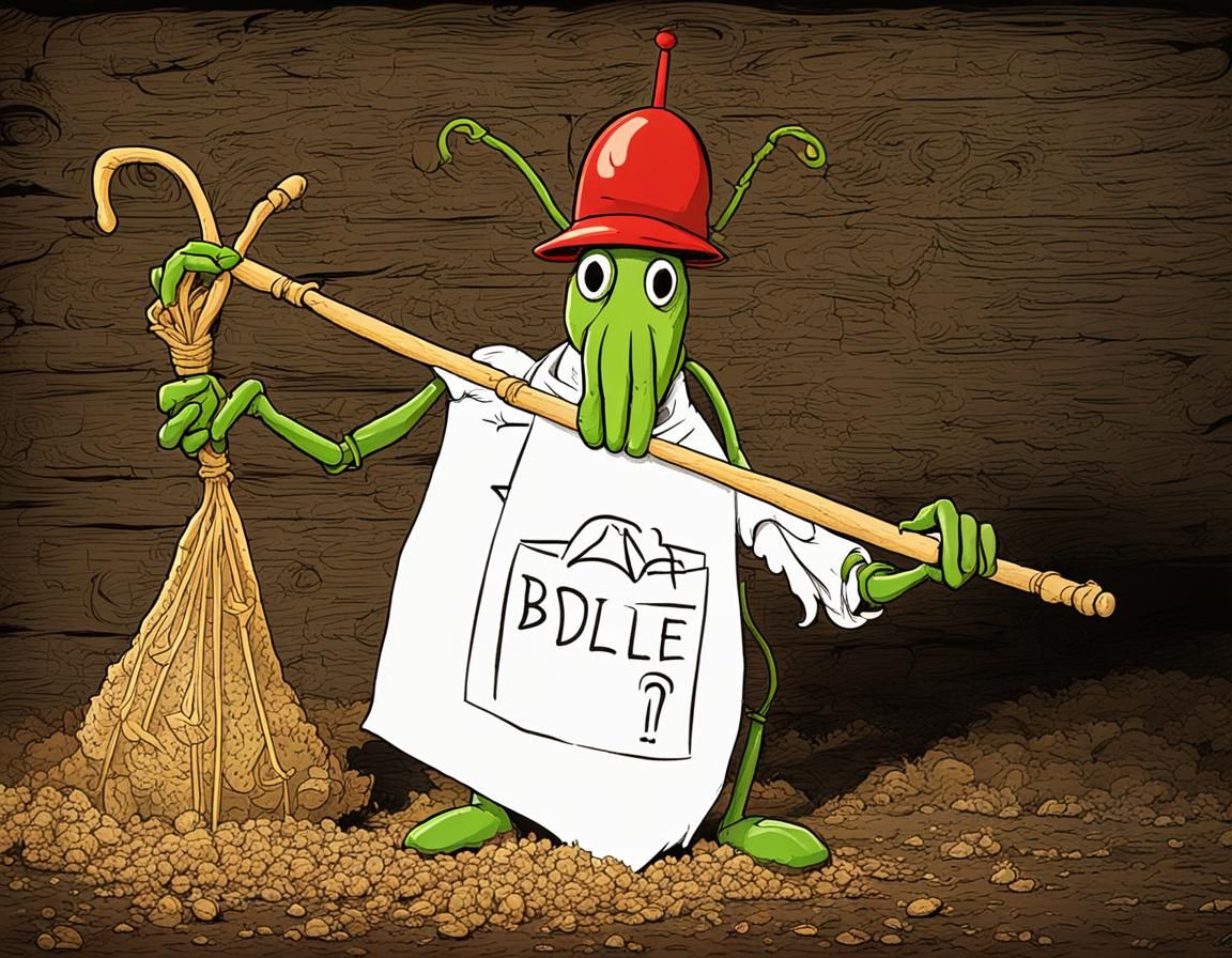 Cartoon Boll Weevil with Bindle Staff