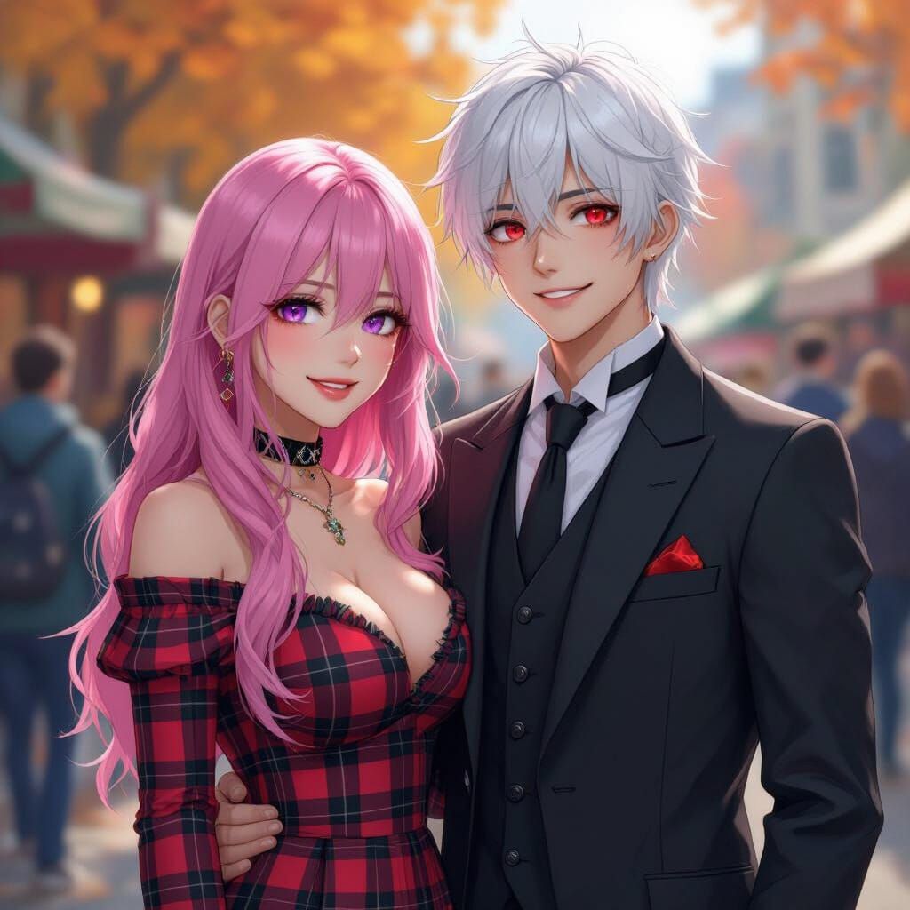 Couple at Autumn Festival in Gothic Style