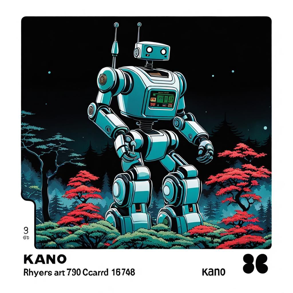 Robots in Japanese Forest, Kano Art Style