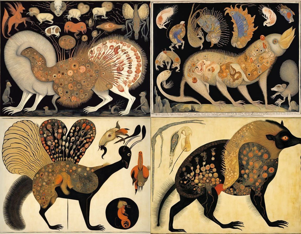 Grotesque Hybrid Creature Inspired by Braque and Rublev