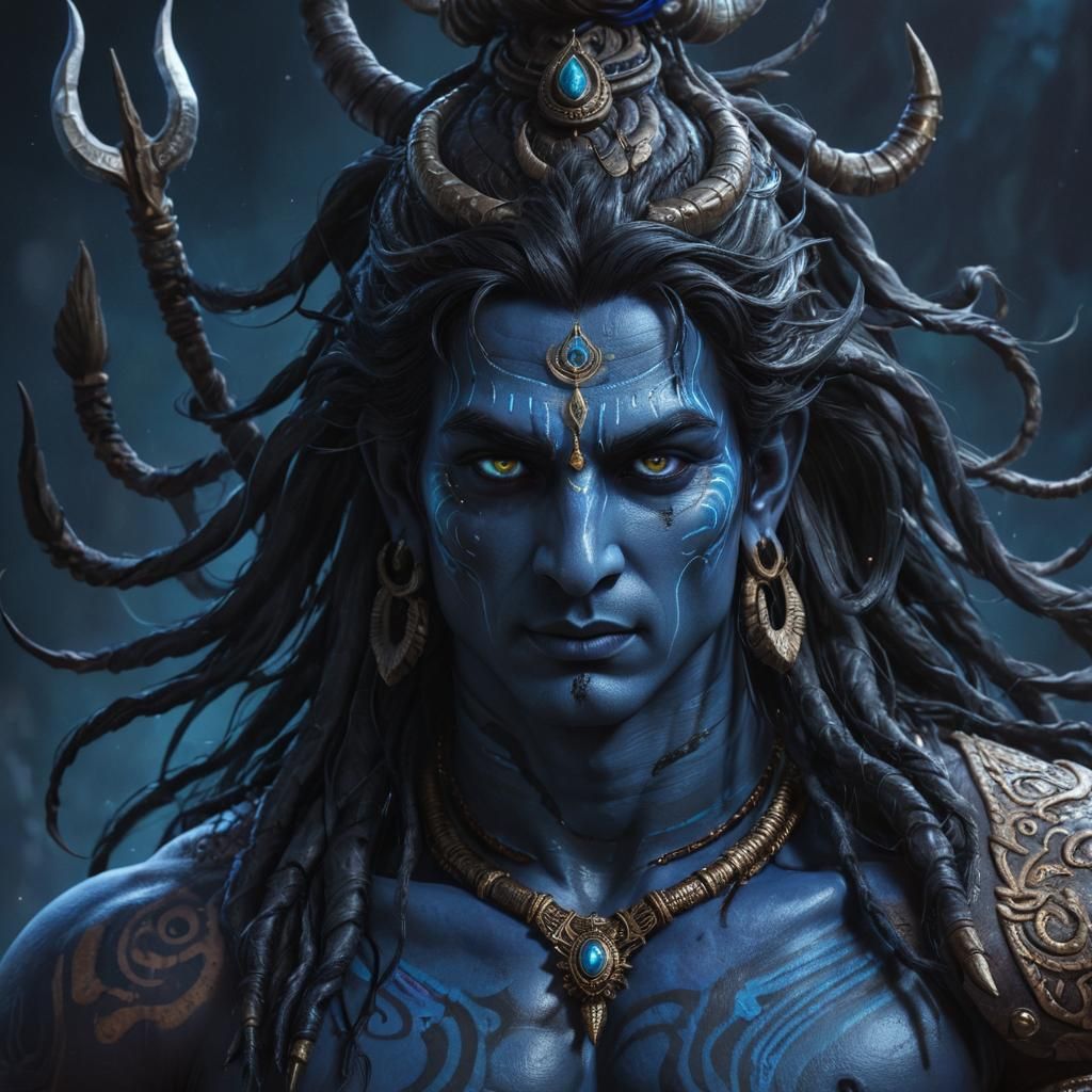 Lord Shiva as Mahakaal in Triadic Color Palette