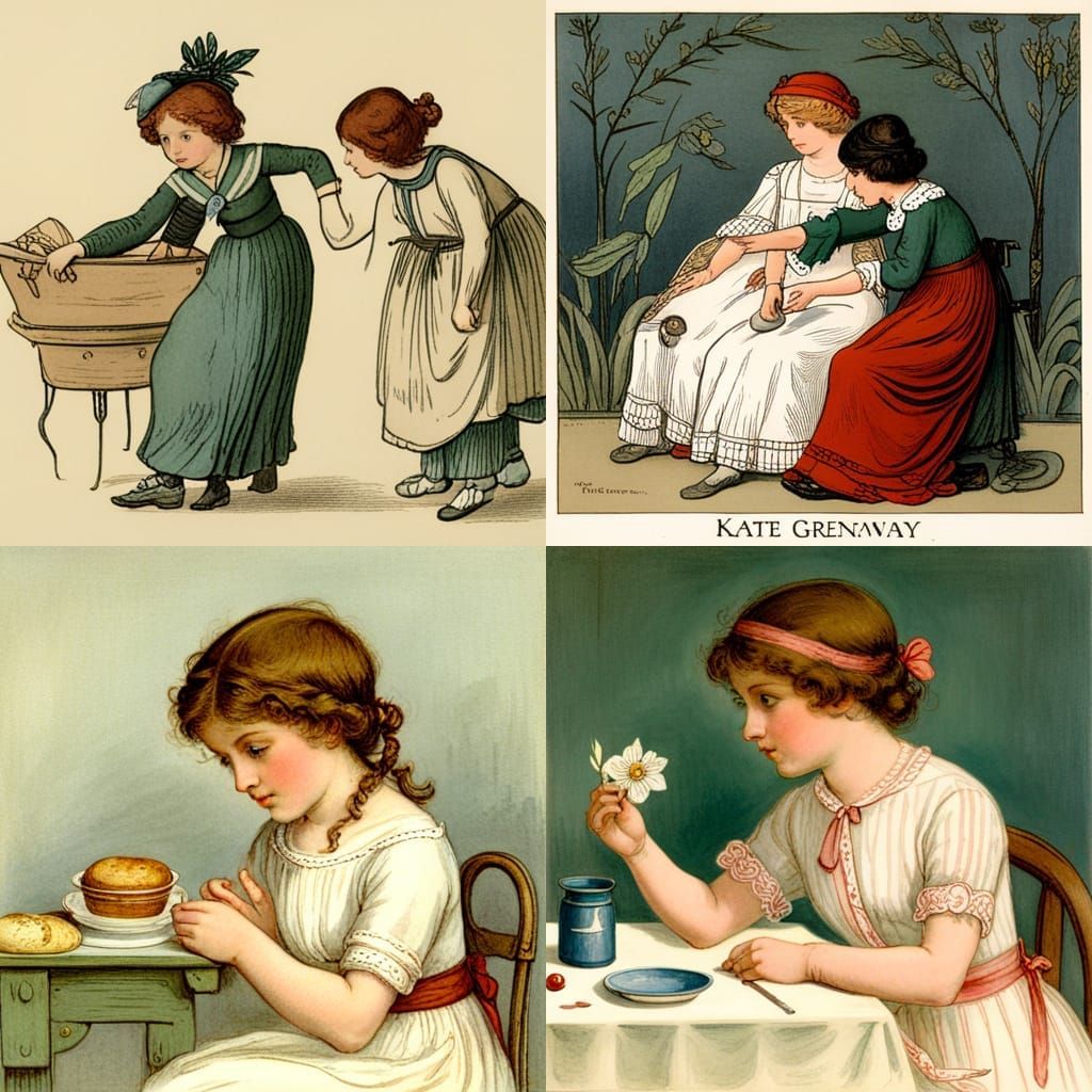 Nostalgic Garden Scene in Classic Illustration Style